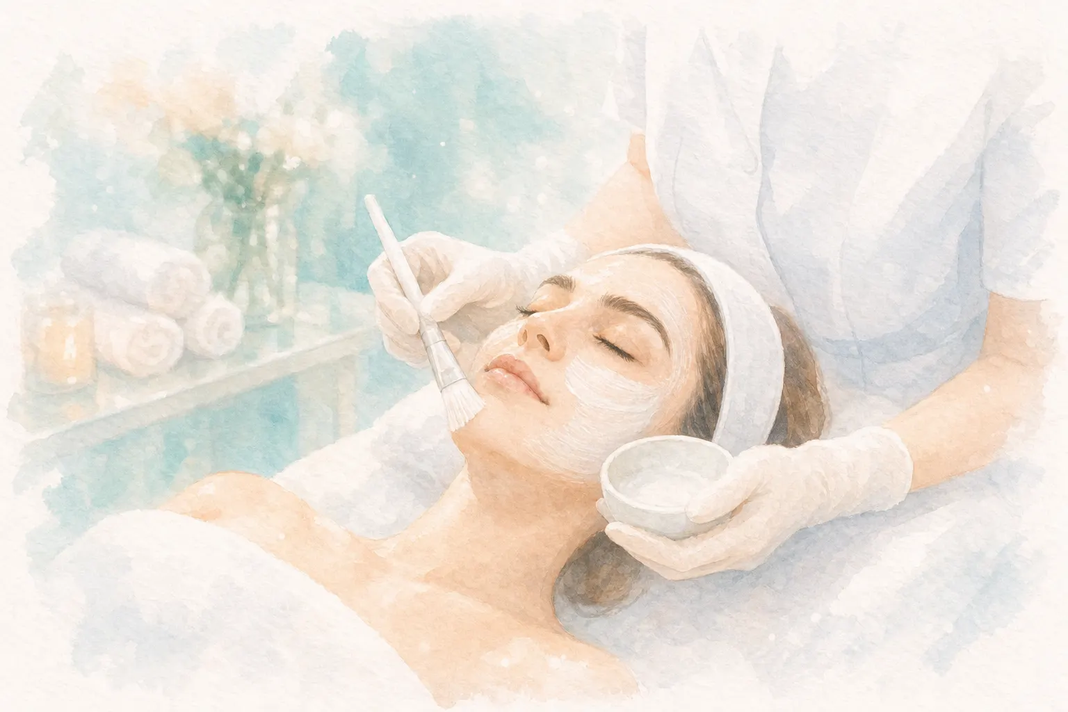 Chemical peel treatment being applied at Alizay Spa in Ashburn, VA