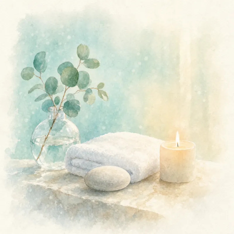 Serums, towels, and spa accents