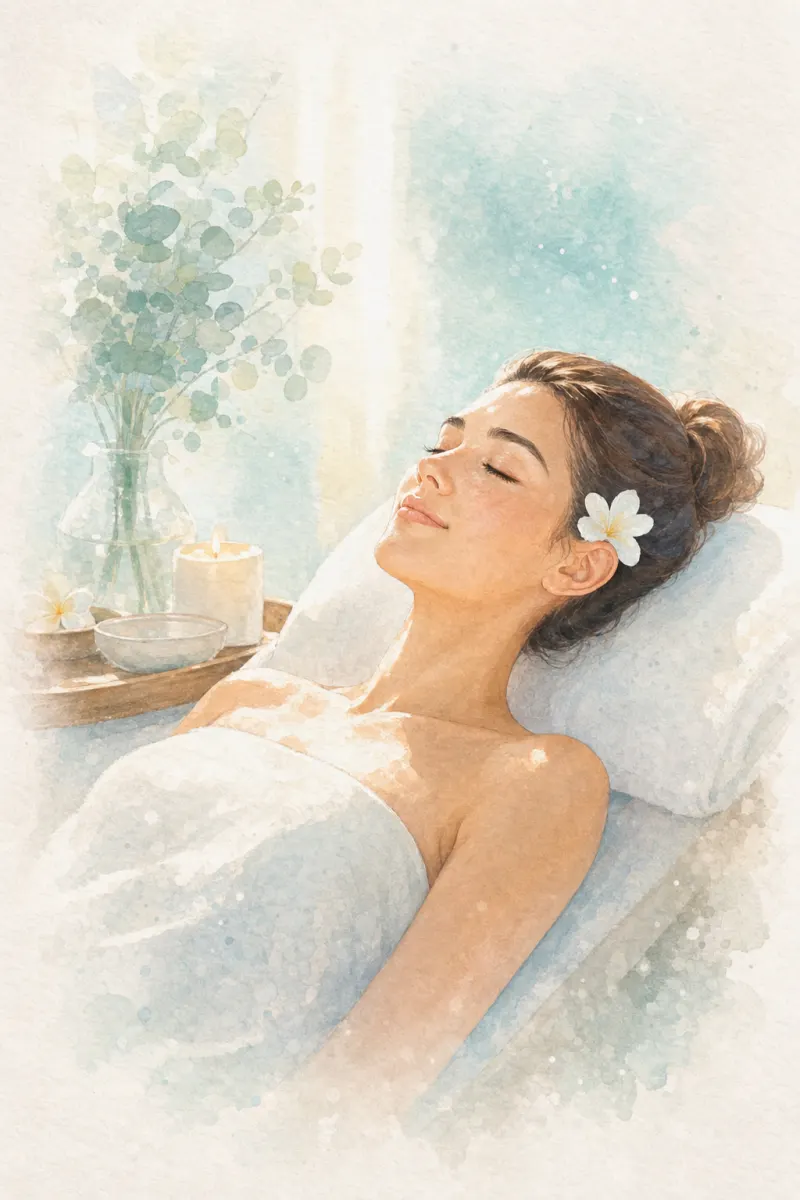 Creamy mask being applied with a soft brush